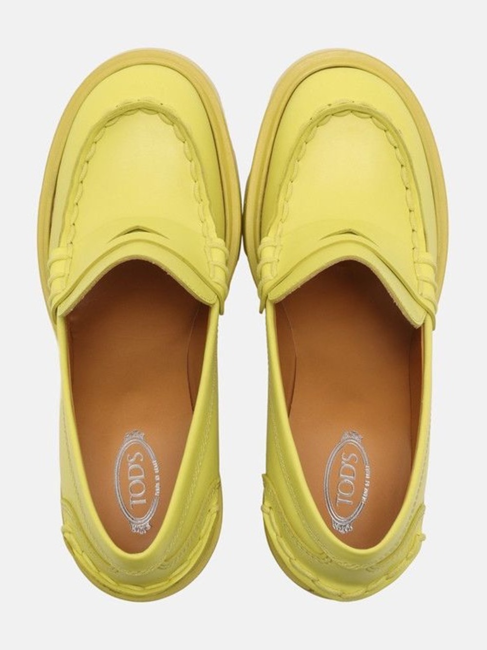 Tod’s Heeled Leather Penny Loafers Pumps Chunky Margherita Neon Slip On 36.5 NEW - Picture 4 of 7